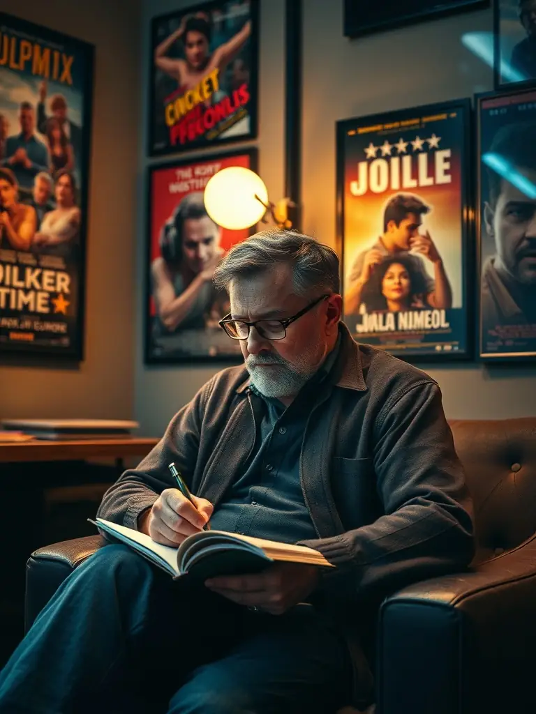 A vertical video still of a film critic passionately discussing a movie scene, suitable for a reel on Educazione Cinefila.